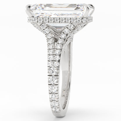 Emerald Cut Split Shank Diamond Ring