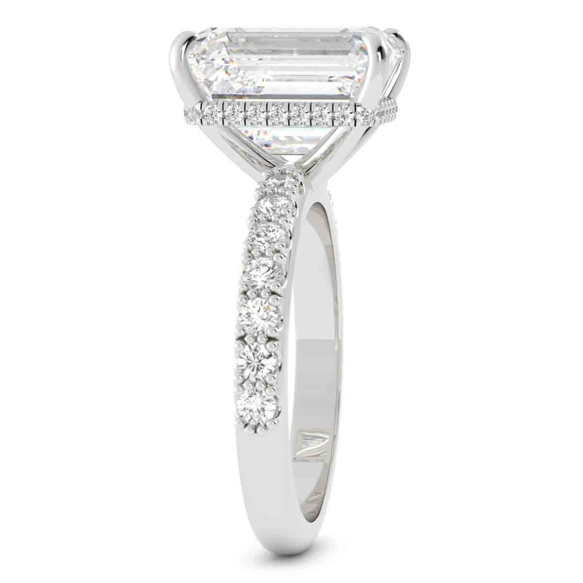 Emerald Cut Diamond Ring with Side Stones