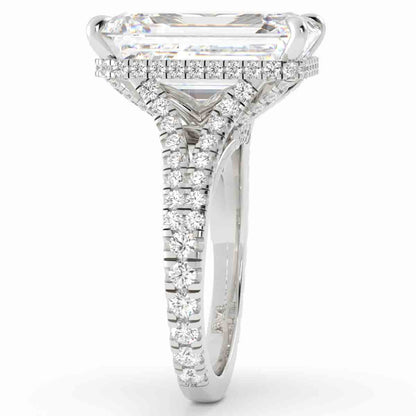 Emerald Cut Split Shank Diamond Ring