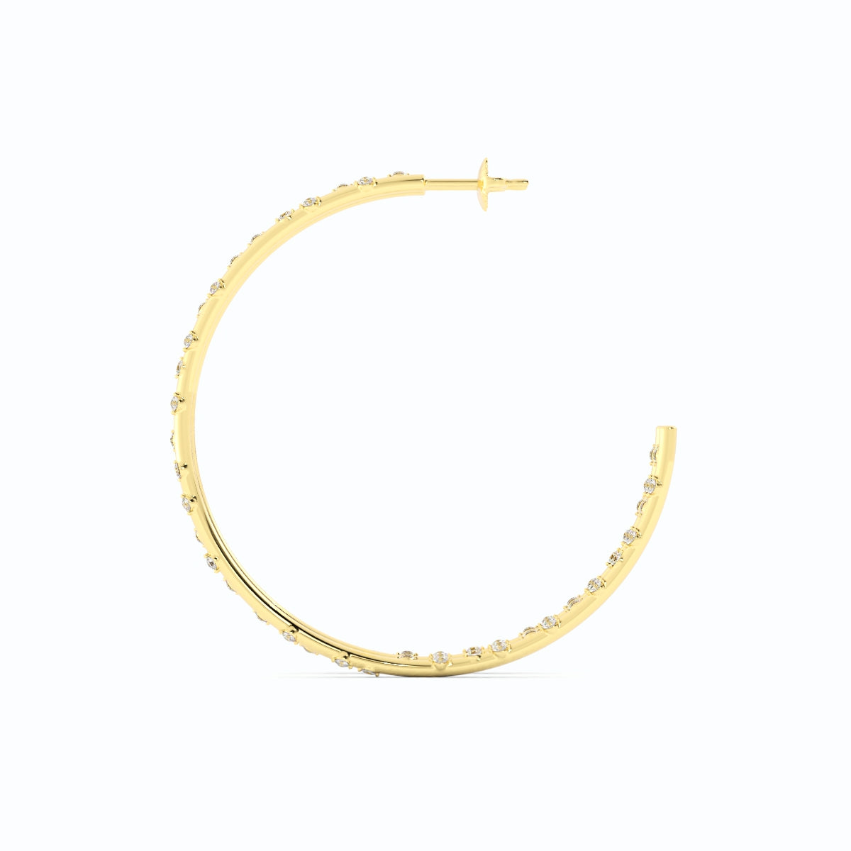 1590 - 48mm 14k solid gold natural scattered diamond hoops