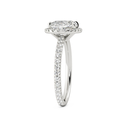 East-West Oval Diamond Halo Ring