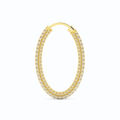 14k Y/G natural diamond pave hoop earrings