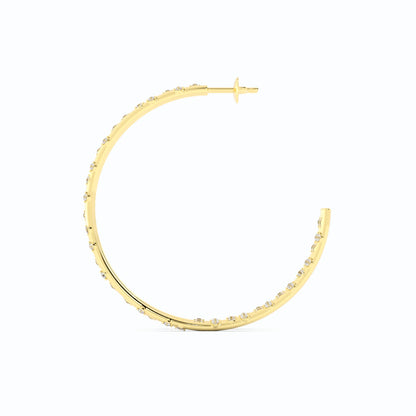 38mm diameter 14k y/g scattered diamond hoops
