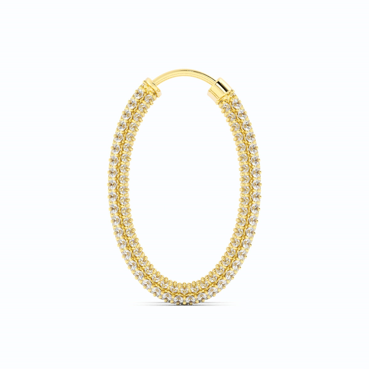 38x28mm 14k Y/G Natural Diamond Pave Hoop Earrings