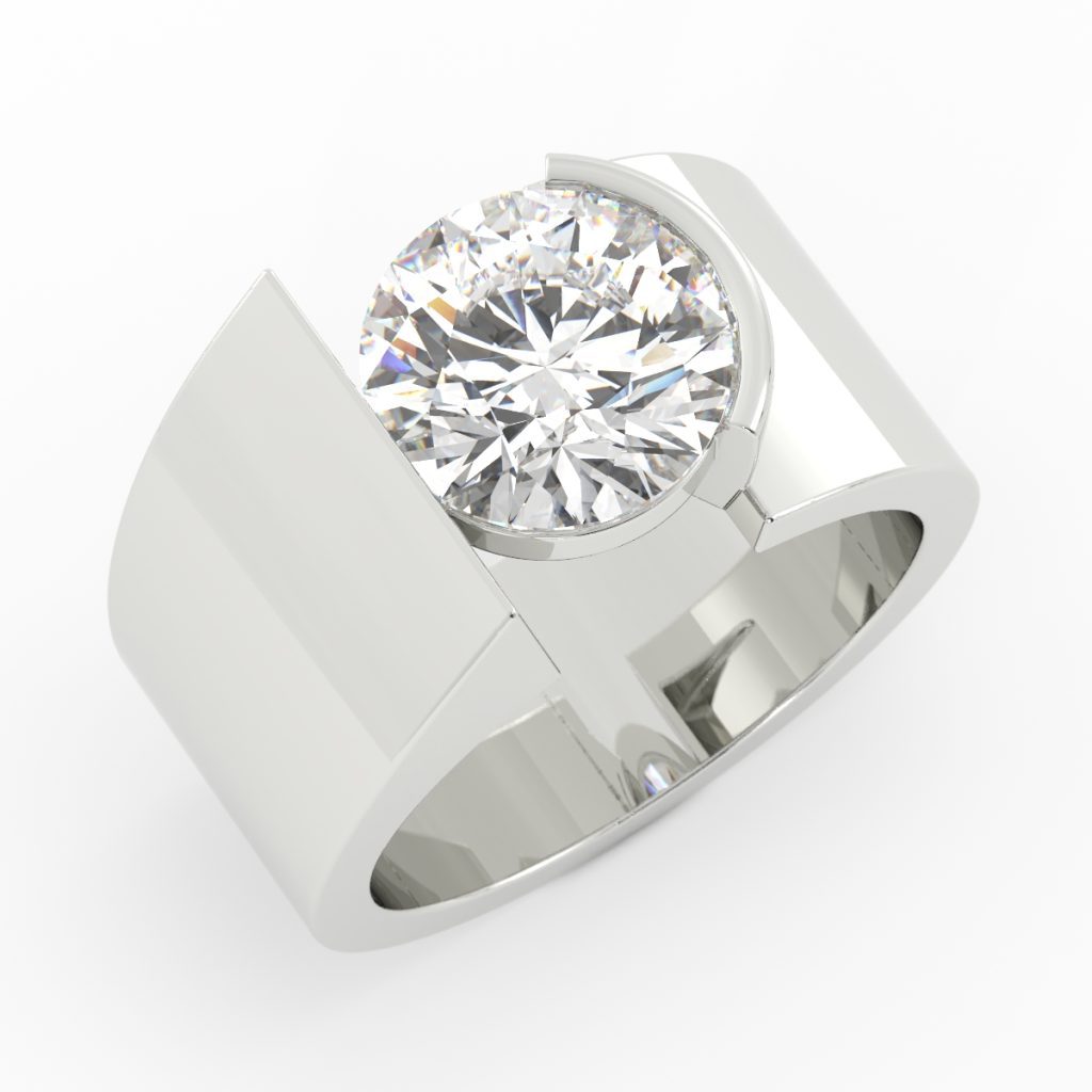 11mm Wide 1/2 Bezel Diamond Ring 14k W/G