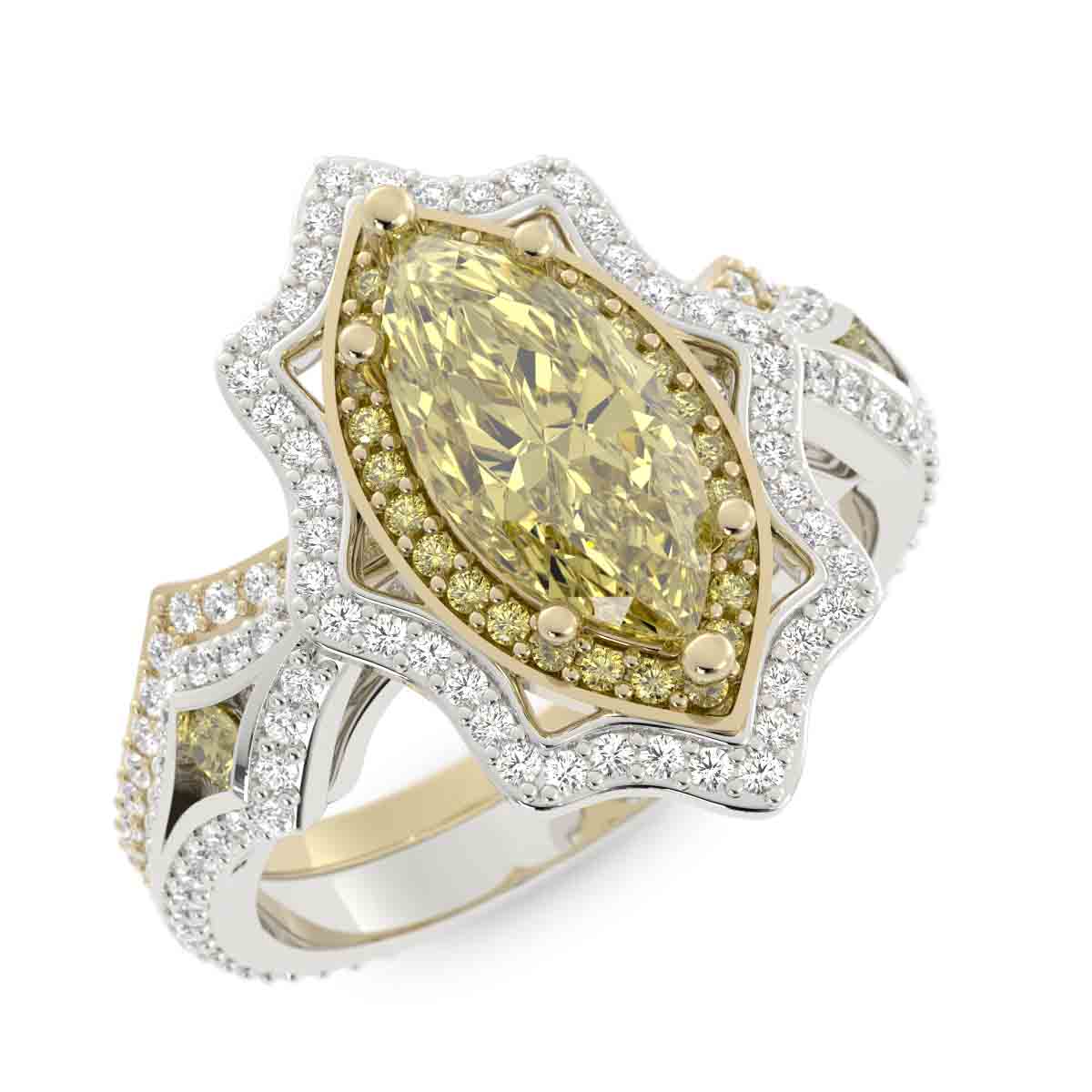 Marquise Yellow and White Diamond Set