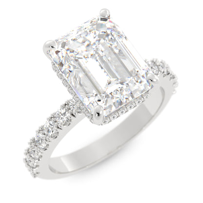 Emerald Cut Laboratory-Grown Diamond Ring with Side Stones