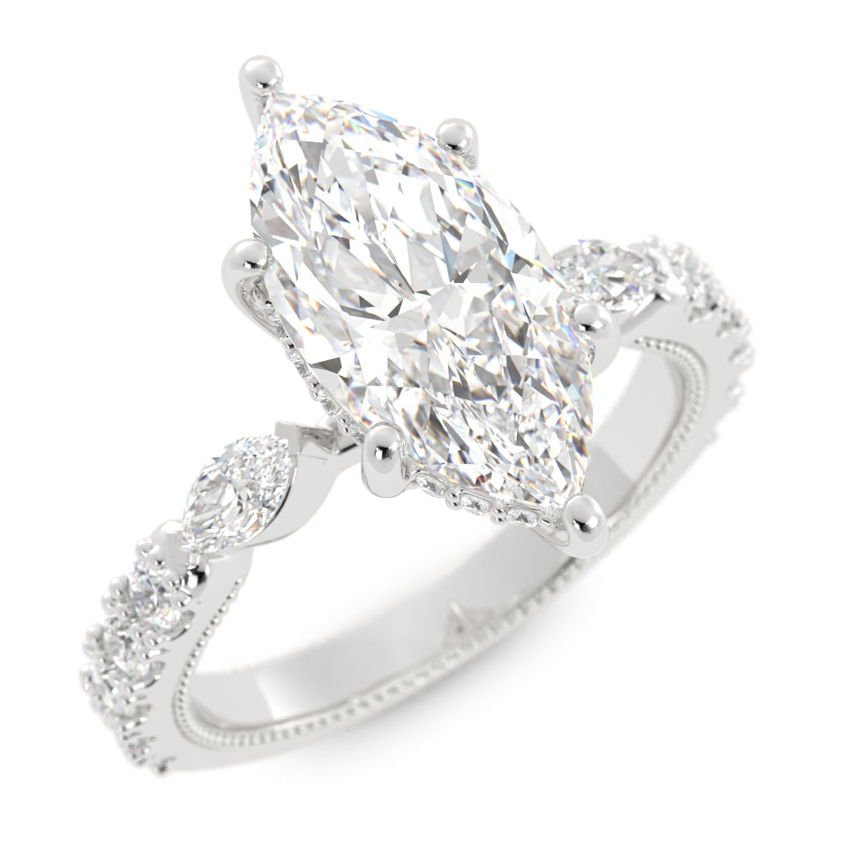 Marquise with Side Stones Laboratory-Grown Diamond Ring