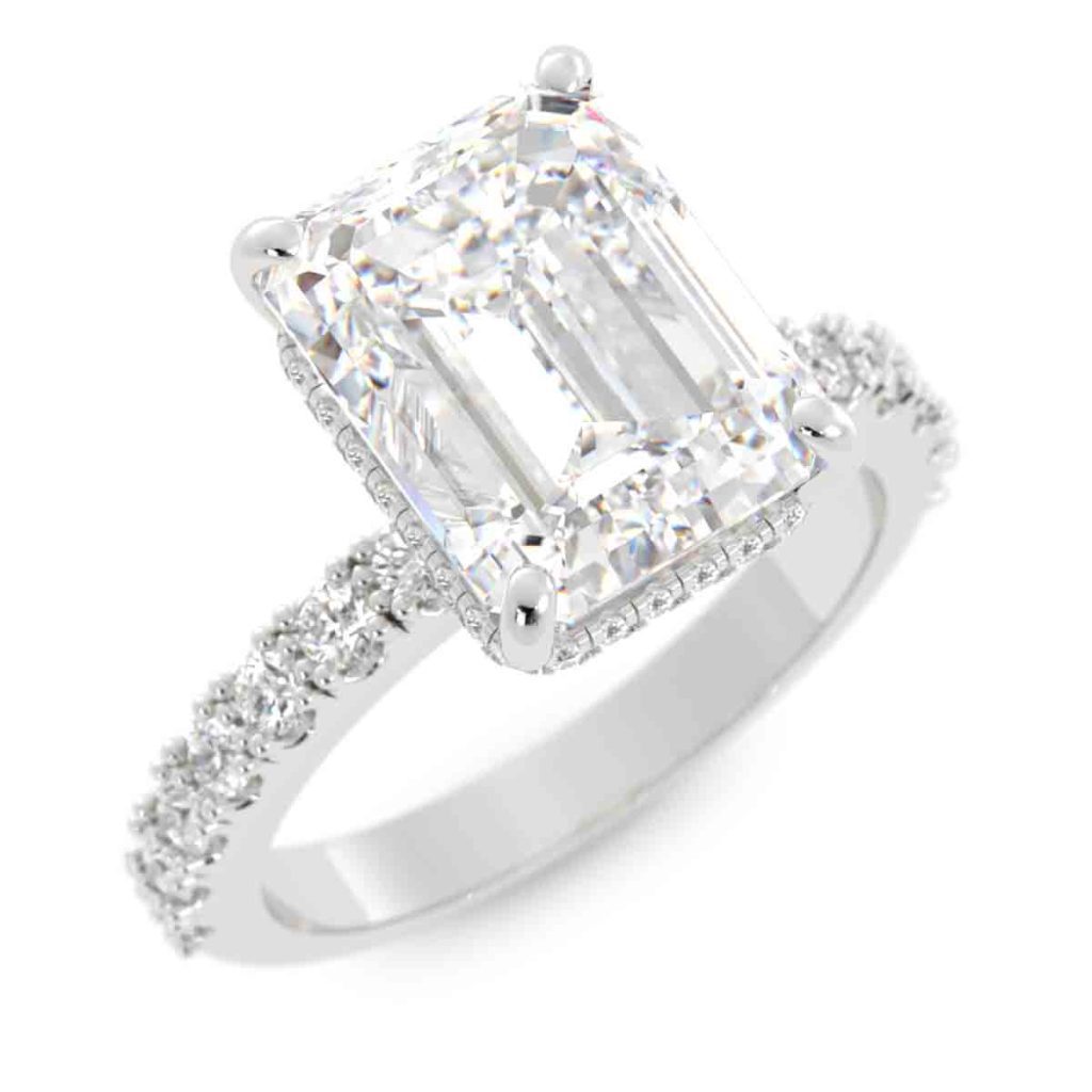 Emerald Cut Diamond Ring with Side Stones