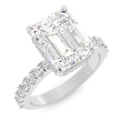 Emerald Cut Diamond Ring with Side Stones