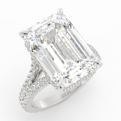 Emerald Cut Split Shank Diamond Ring