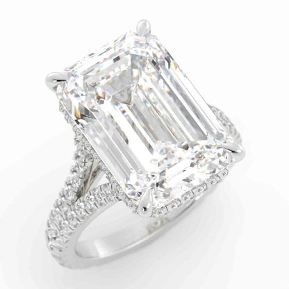 Emerald Cut Split Shank Diamond Ring