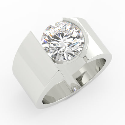 1655 - 11mm wide 1/2 bezel diamond ring 14k w/g