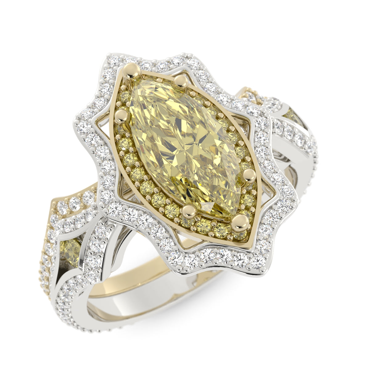 Marquise Yellow and Diamond Set