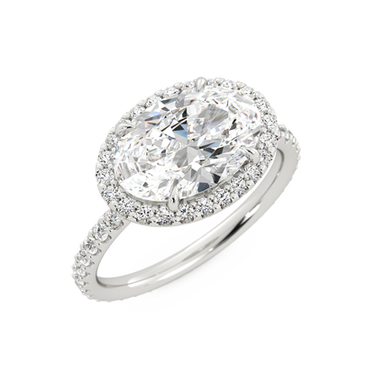 East-West Oval Diamond Halo Ring