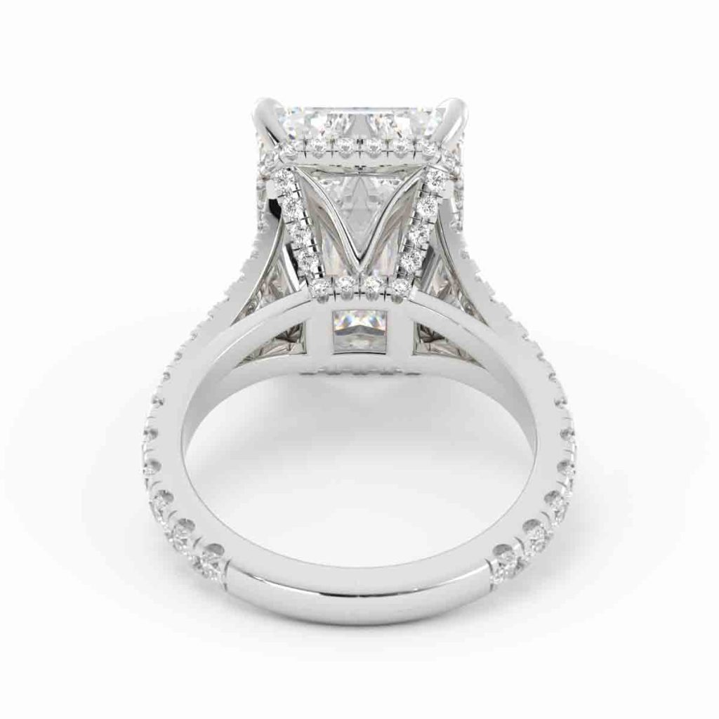 Emerald Cut Split Shank Diamond Ring
