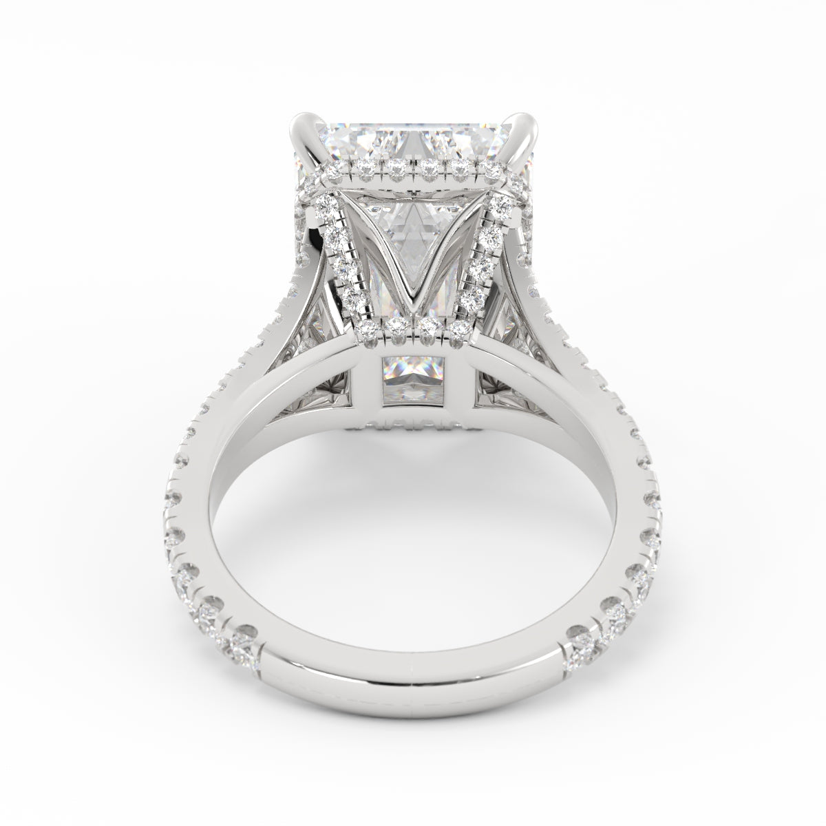 Emerald Cut Split Shank Diamond Ring