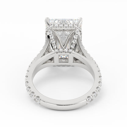 Emerald Cut Split Shank Diamond Ring
