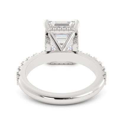 Emerald Cut Laboratory-Grown Diamond Ring with Side Stones