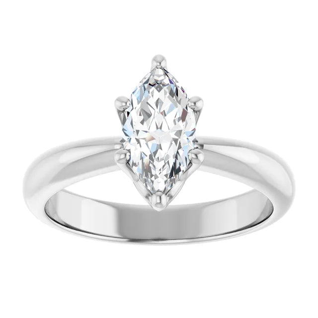 14K White Gold 3/4 CTW Marquise-Cut Diamond Solitaire Engagement Ring
