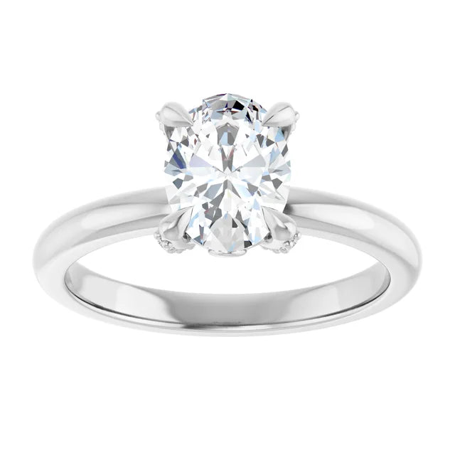 14K White Gold 1 CTW Oval-Cut Diamond Solitaire Engagement Ring with Claw-Prong Setting