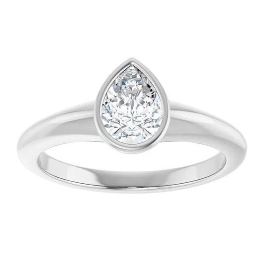 14K White Gold 1/2 CTW Pear-Cut Diamond Solitaire Engagement Ring with Bezel Setting