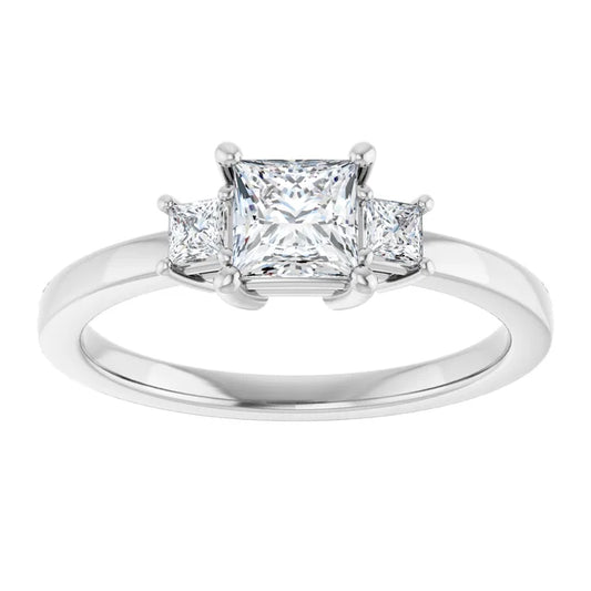 14K White Gold 1 5/8 CTW Princess-Cut Diamond Three-Stone Engagement Ring