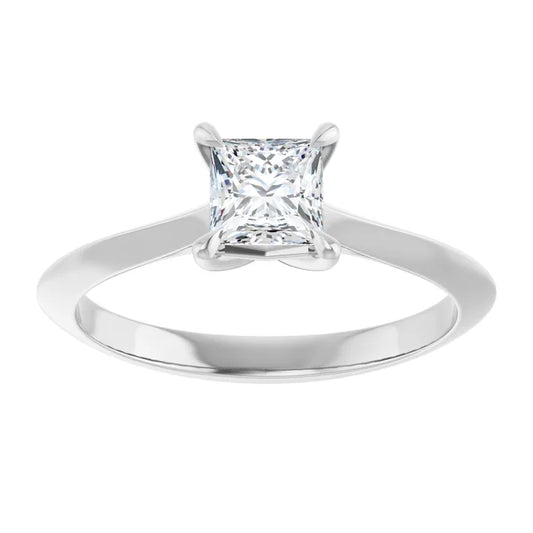 14K White Gold 1/2 CT Princess-Cut Diamond Solitaire Engagement Ring