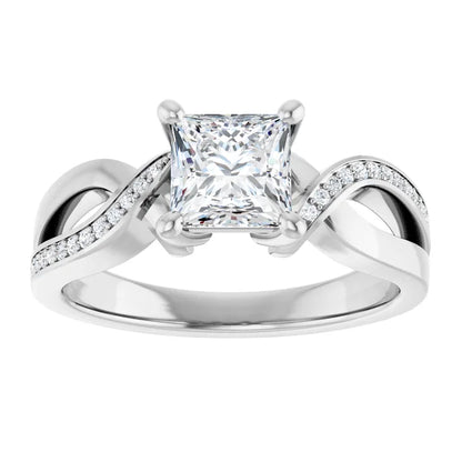 14K White Gold 1 CTW Princess-Cut Diamond Engagement Ring with Infinity-Inspired Split Shank